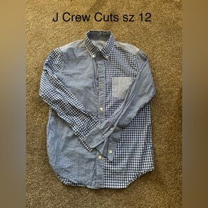 Blue J CREW CUTE Gingham Boys Shirt Sz 12